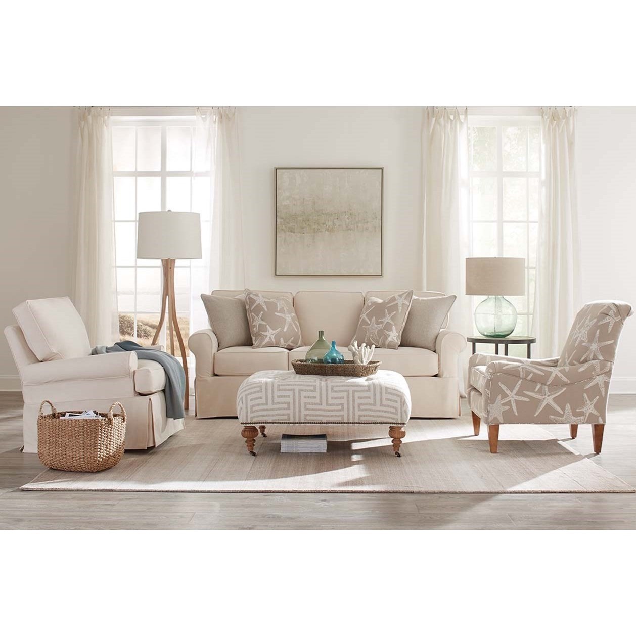 Rowe Nantucket 84" 3 Cushion Slipcover Sofa Belfort Furniture Sofas